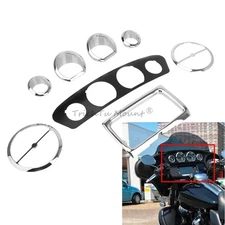 Chrome Inner Fairing Speaker Gauge Bezel Trims For Harley Touring Electra Glide