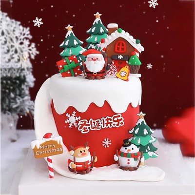 Weihnachtskuchen Topper Dekoration Schneemann Baum Elch Party Zubehör