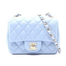 Chanel Mini Matelasse Lambskin Shoulder Bag Women Blue One Size