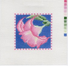 Hand painted needlepoint Angel trumpet 4" Square 18 mesh