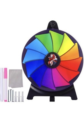 12 Zoll Spinning Prize Wheel 12 Farbfächer Tabletop Spin the Wheel, trocken abwischbar