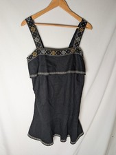 Madewell Women's Embroidered Black Tier Dress Details on Straps Size M/L