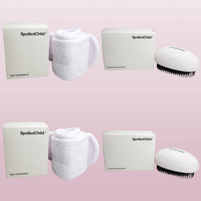 SPOILED C. SPA HEADBAND 2PCS & POCKET STYLING BRUSH 2PCS BOXED 4PCS IN TOTAL
