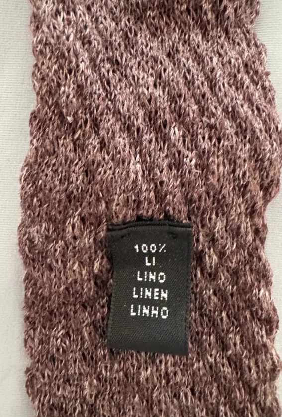 Corbata tejida de lino Eidos Napoli - tejido con textura topo Foto 3 de 4