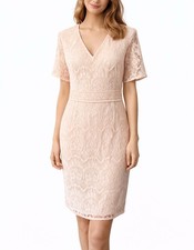 Adrianna Papell Dress 18W Pink Short Sleeve Stretch Party Wedding Cruise NEW