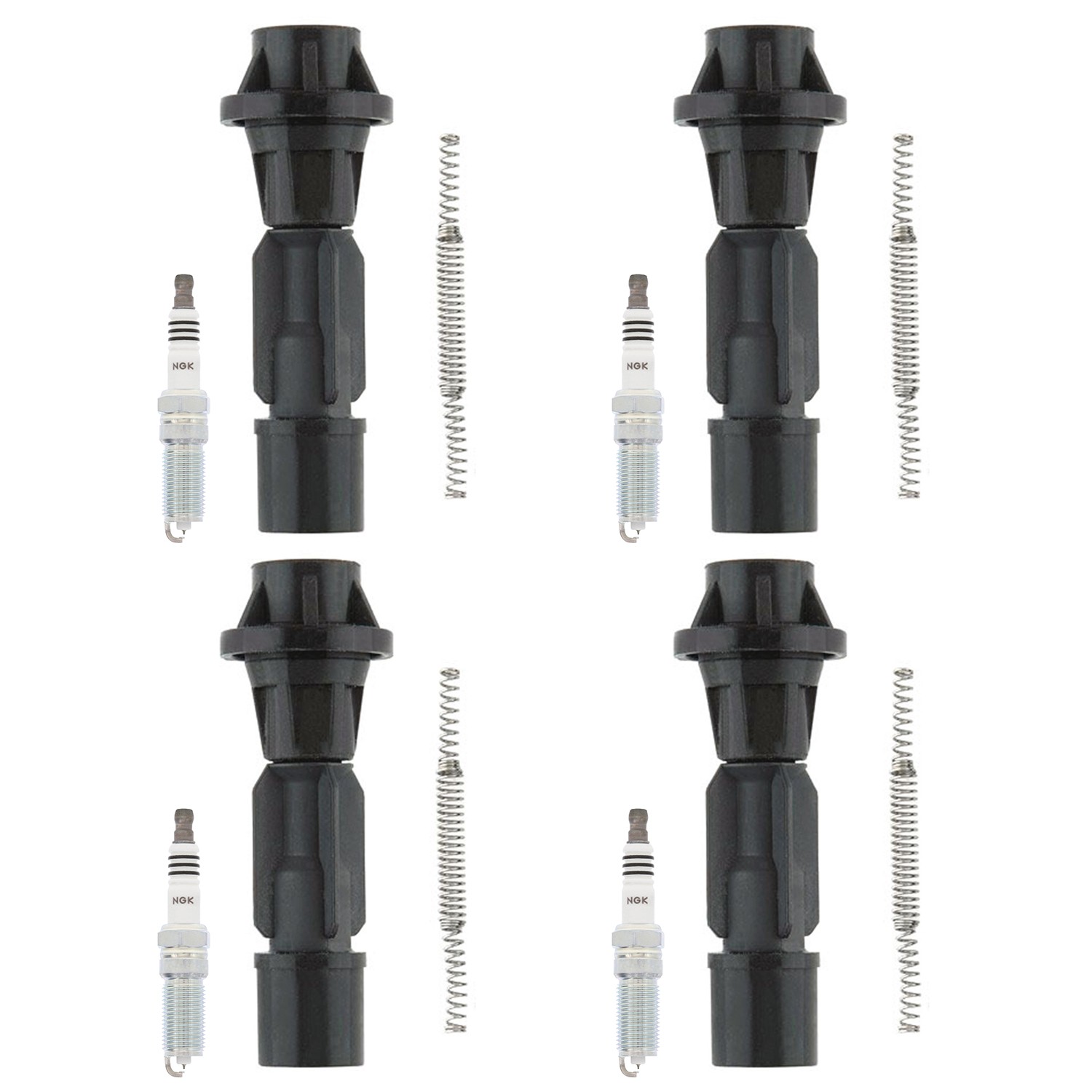 NGK 4 Ruthenium HX H. I. Spark Plugs  Denso Coil Boots Kit for Mazda 3 6 CX-7