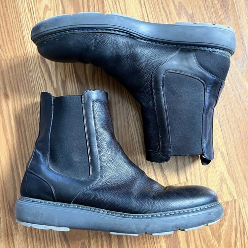 Salvatore Ferragamo Botas Chelsea Cuero Guijarro Negro Para Hombres XL Extra Ligeras Talla 10 - Imagen 2 de 22