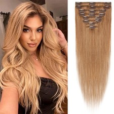 Double Weft 100% Remy Human Hair Extensions Full Head Clip In 8PCS Extra Thick