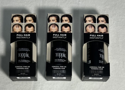 *3* New Boxes of Toppik Hair Building Fibers 12G, Black
