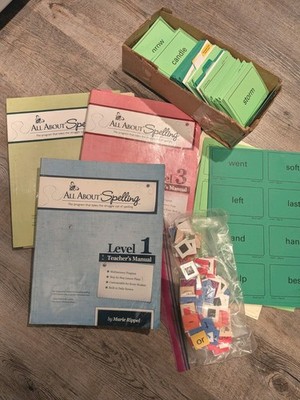 All About Spelling Bundle Level 1 2 3 Teacher's Guides, Flashcards, Letter Tiles
