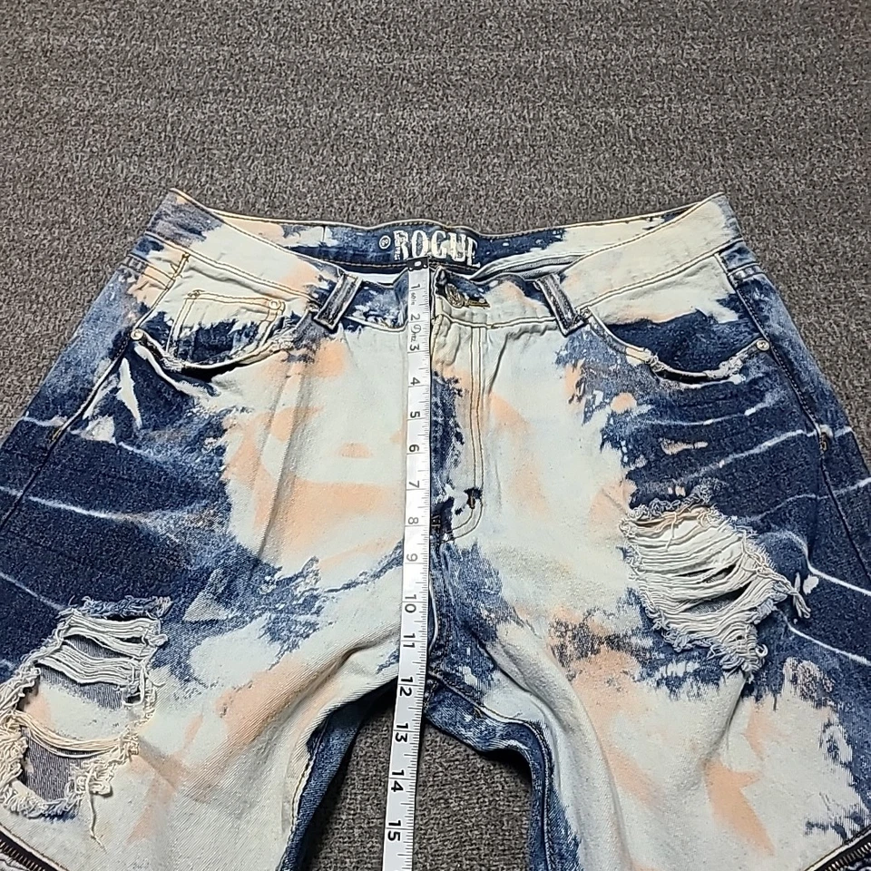 Pantalones de mezclilla Rogue vintage para hombre 40x34 multicolor desgastados parcheados descoloridos holgados grunge Foto 3 de 4