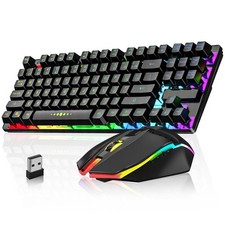 Wireless Gaming Keyboard and Mouse Combo, LED Backlit Rechargeable Battery, U...