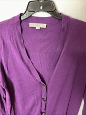 Ann Taylor Loft Button Down Cardigan Sweater Women  s M Purple Casual Lightweight