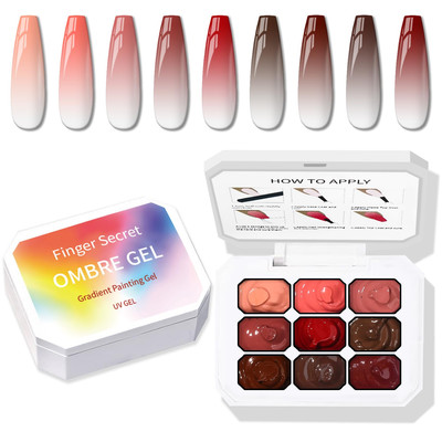 Sponge Pat Paint Nail Gel, 9 Colors Ombre Nails Gradient Gel Nail Blush Blooming