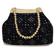 LONGING TO BUY Indian Ethnic Potli Handbag, Embroidered Evening Bag