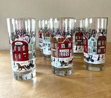 9 Vintage Libbey Winter Village Highball Tumb...
