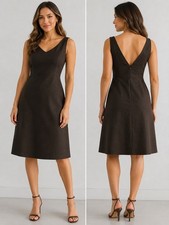 J Crew Brown Cotton Front Back Vneck Sleeveless Sheath Dress Women Sz 4