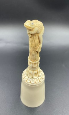 Handcrafted Carved Frog Table Bell   Folklore Symbolism, Collectible Decorative 