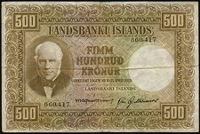 Island / Iceland P.36a 500 Kronen L. 1928 (3)