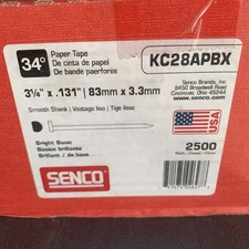 Senco “KC28APBX” 3-1/4"x.131” Framing Nail 83mm X 3.3mm 2500 Pack