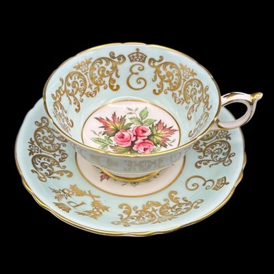 Paragon Gold Filigree & Floral Teacup & Saucer Set Vintage Royal Warrant c1950s