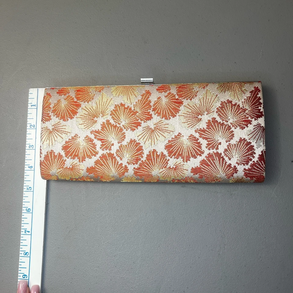 Bolso sin asas vintage años 90 único en su tipo estilo kimono japonés naranja y beige hecho a mano Foto 3 de 4