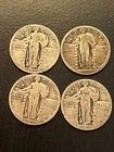 Standing Liberty Quarters Set of 4 - 1$ Face- 90% Silver