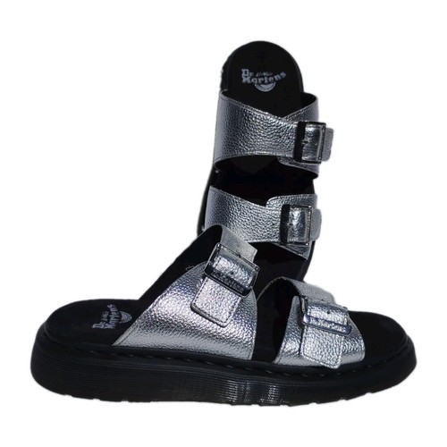Dr. Martens Josef Sandals Womens 11/ Mens 10 Leather Buckle Slide Silver/Black