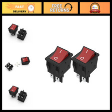 2PCS Heavy Duty 30A Rocker Switch ON/OFF DPST 4 Pin with Red LED Light, 250V