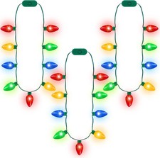 3PCS Christmas Light Necklace, Colorful Glowing Necklace with 9 LED Bulbs Chri