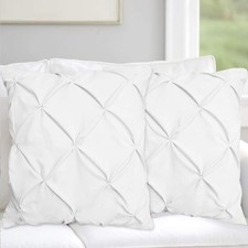 Pinch Pleated European Pillow Shams Set of 2 White European Square 800 Tc Hotel