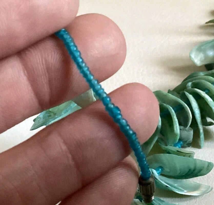 Seashell Muscles Statement Necklace Light Green I… - image 5