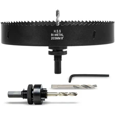 8 Inch Hole Saw with Arbor for Wood Metal Plastic, 8 in Bimetal Hole Cutter, Fas