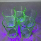 VTG  Lot Of 5 URANIUM GLASS  ANCHOR HOCKING Honeycomb Tumblers DEPRESSION GLASS