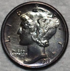 About Uncirculated 1918-S Mercury Dime, Strongly Detailed specimen.