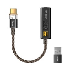 Xumee USB C to 3.5mm Audio Adapter, DAC Dongle with Dual Chip Small, Black