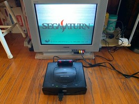 Sega Saturn black console system + Saroo cartridge + wireless controller lot