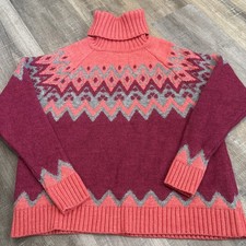 Krimson Klover Fair Isle Sweater Turtleneck Wool Blend Small Nordic Soft Girl