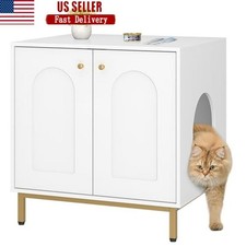 Cat Litter Box Enclosure Hidden Pet House Furniture End Table Storage Cabinet US