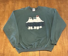 Vintage 90s Alaska Crewneck Sweatshirt XL Polar Bears Green Juneau