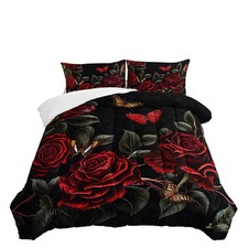 Red Roses Bedding Set Full Size for Girls Women Teens Adult Red Rose Bed in a...