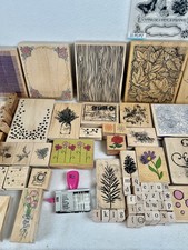 VTG 75 Pc Rubber Stamp Lot Mixed Styles  Brands Botanical Floral Nature Craft