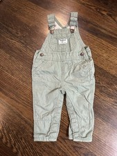 OshKosh B'gosh Green Canvas Cotton Bib Overalls One-Piece 6-9M Pockets