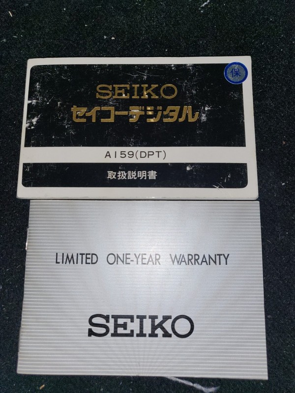 Vintage Seiko A159 DPT MANUAL & WARRANTY CARD JAPAN 