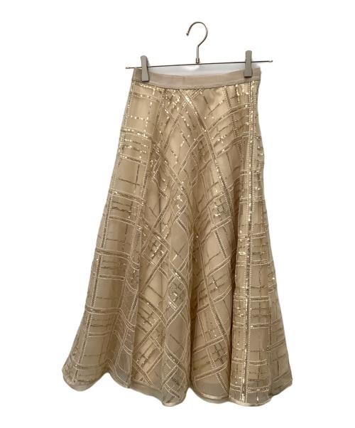 CELFORD Beige Flare Skirt Womens Long Nylon Polyester Fashion