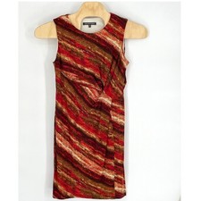 Jones Wear Dress Womens 14 Red Brown Abstract Print Sleeveless Sheath Lined 38in