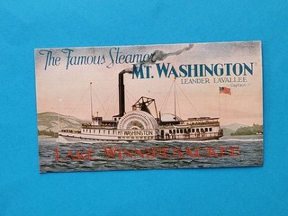 20thC Paddle Steamer Mt. Washington New Hampshire Lake Winnipesaukee Islands map