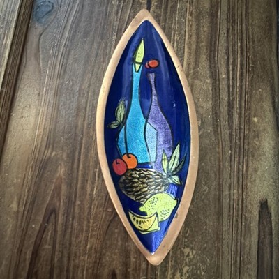 Steinbock Email Enameled Oval Dish Vintage Handmade in Austria Great colors