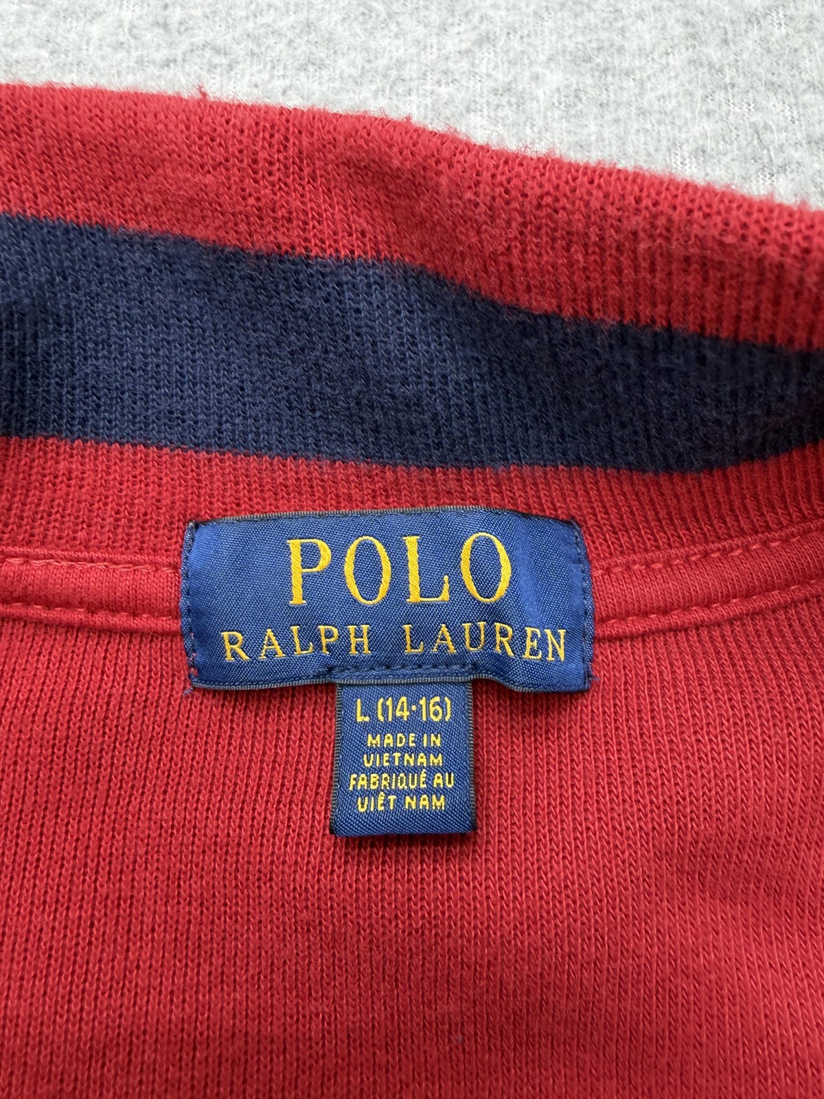 Polo Ralph Lauren Knit Sweater Boys Large Red Quarter Zip Mock Neck Pony Logo