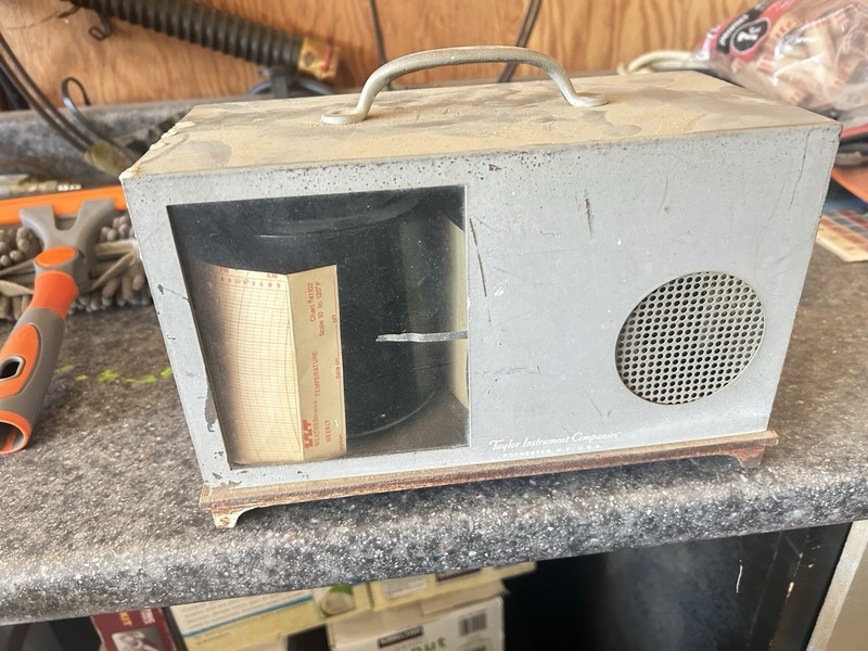 Antique Vintage Taylor Instrument Co. Thermograph  in metal & Glass Case